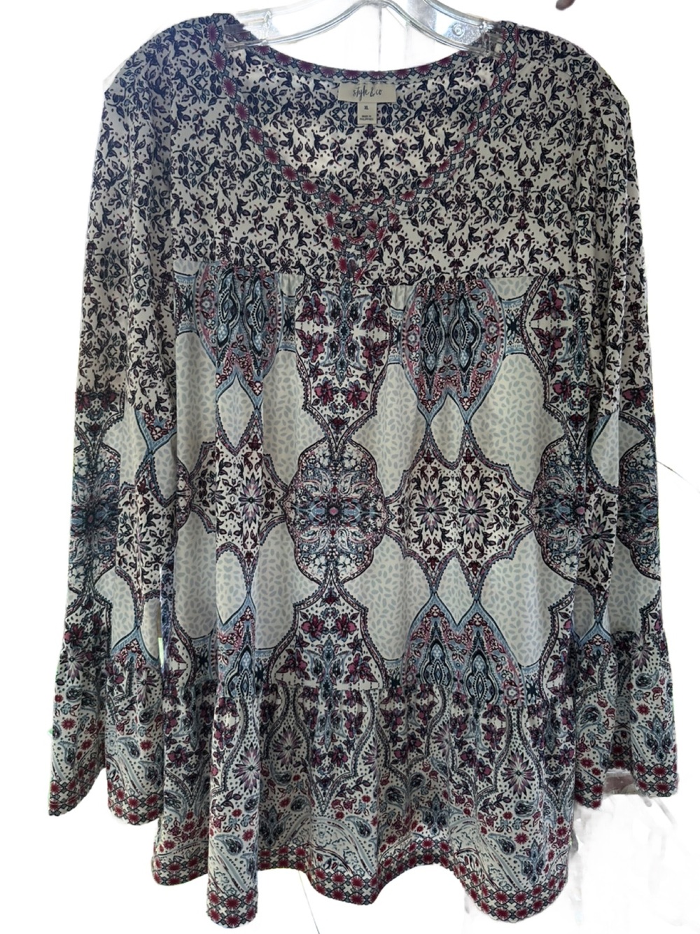 Style & Co. Women’s Casual Dress Tunic with Purple and Blue Medallion Print